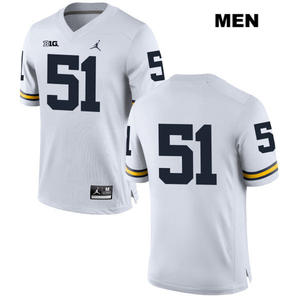 Men's NCAA Michigan Wolverines Peter Bush #51 No Name White Jordan Brand Authentic Stitched Football College Jersey BJ25X46HR